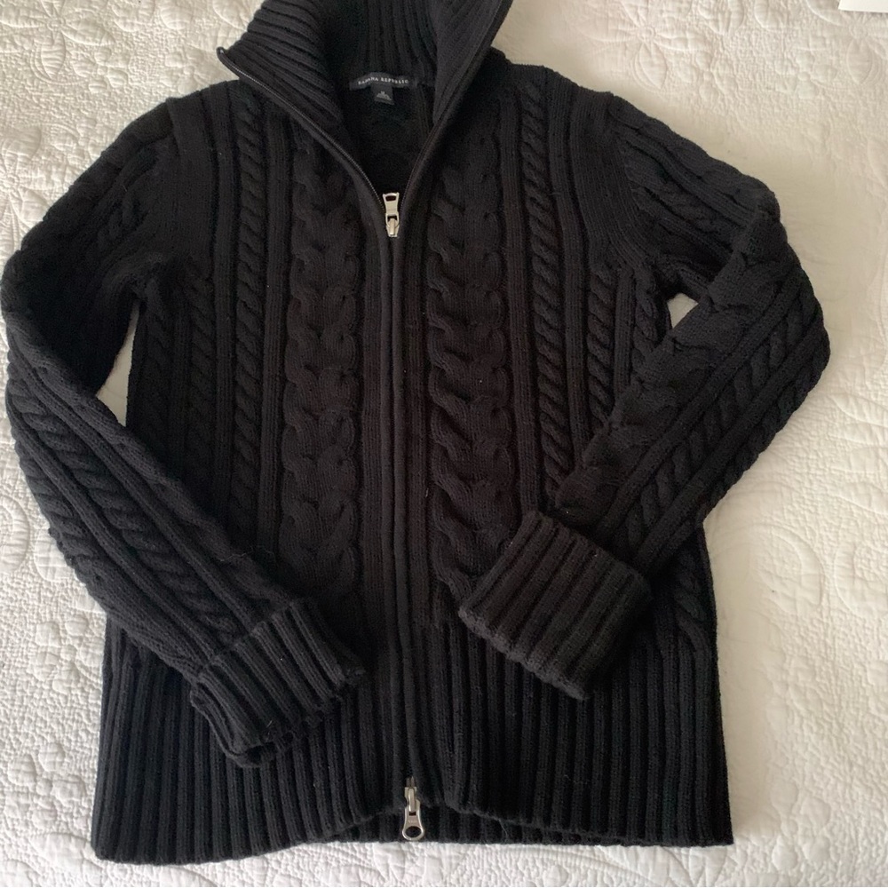 Banana Republic Black Cable Knit Cardigan